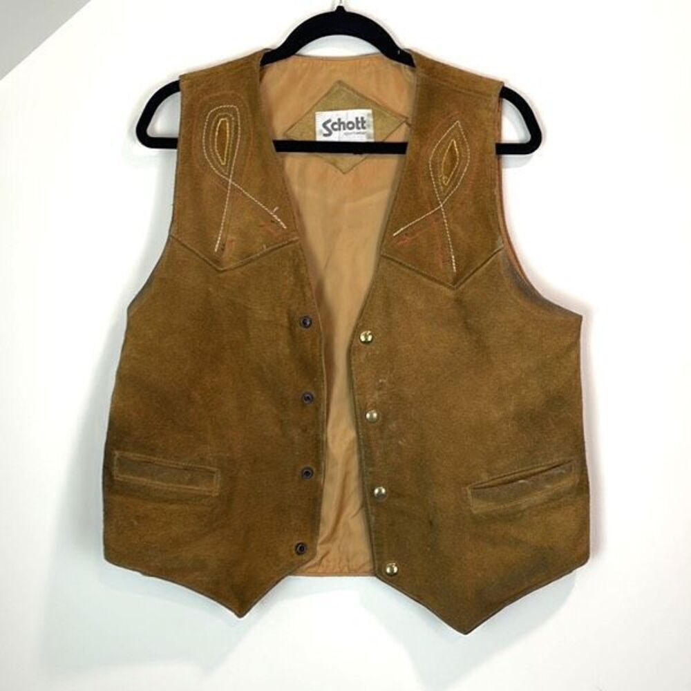 Schott Vintage Leather Vest Size 42